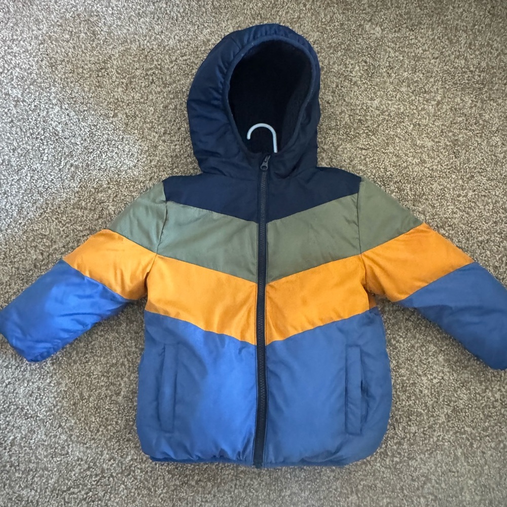 Swiss Tech Kids Chevron Puffer Jacket - Blue, Green, Orange
